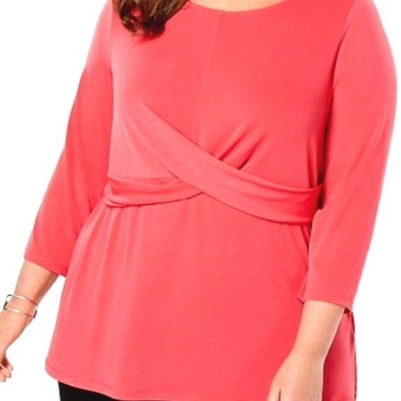 NEW ALFANI PLUS SIZE 0X HOT PINK TOP SUMMER BLOUSE ๐ - Picture 2 of 9